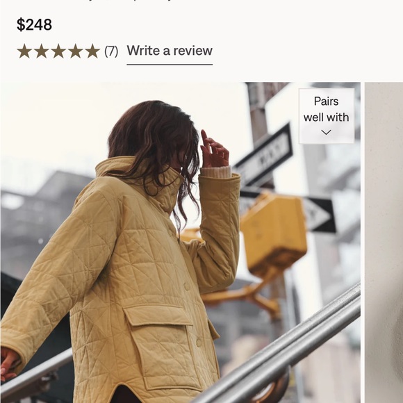 RHONE Women's Yellow Quilted Puffer Coat - Picture 4 of 4